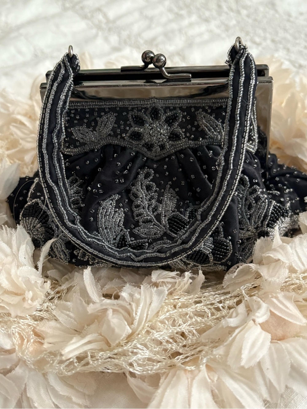 Vintage Beaded Evening Handbag Black